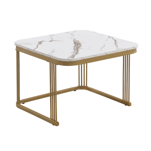 Set Of Two Gloss Marble Nestable Coffee Table With Drawer