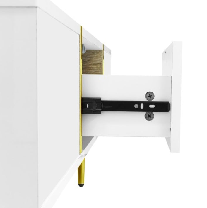 White High-gloss Coffee Table With 2 Drawers