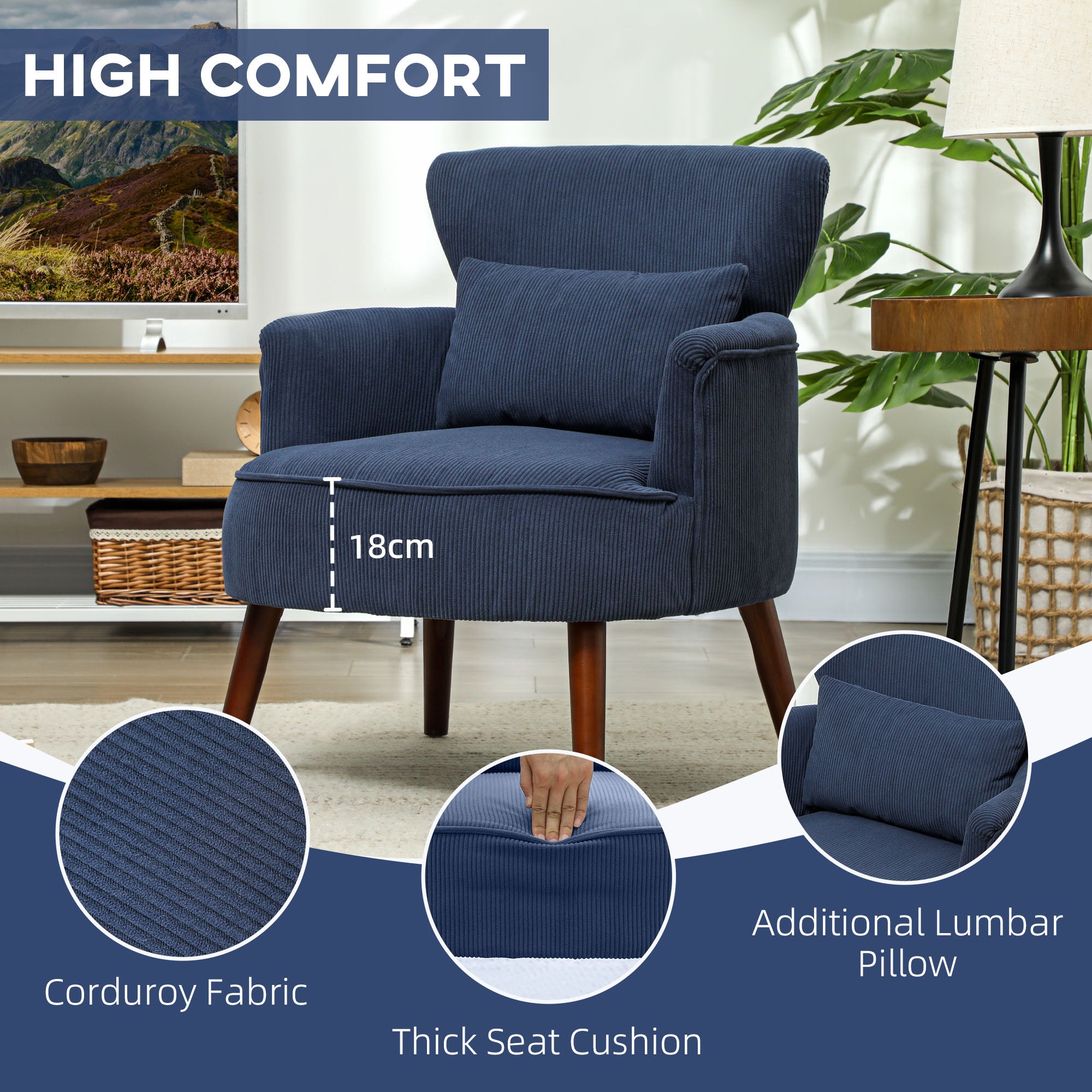 Corduroy Retro Accent Chair