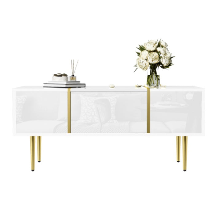 White High-gloss Coffee Table With 2 Drawers