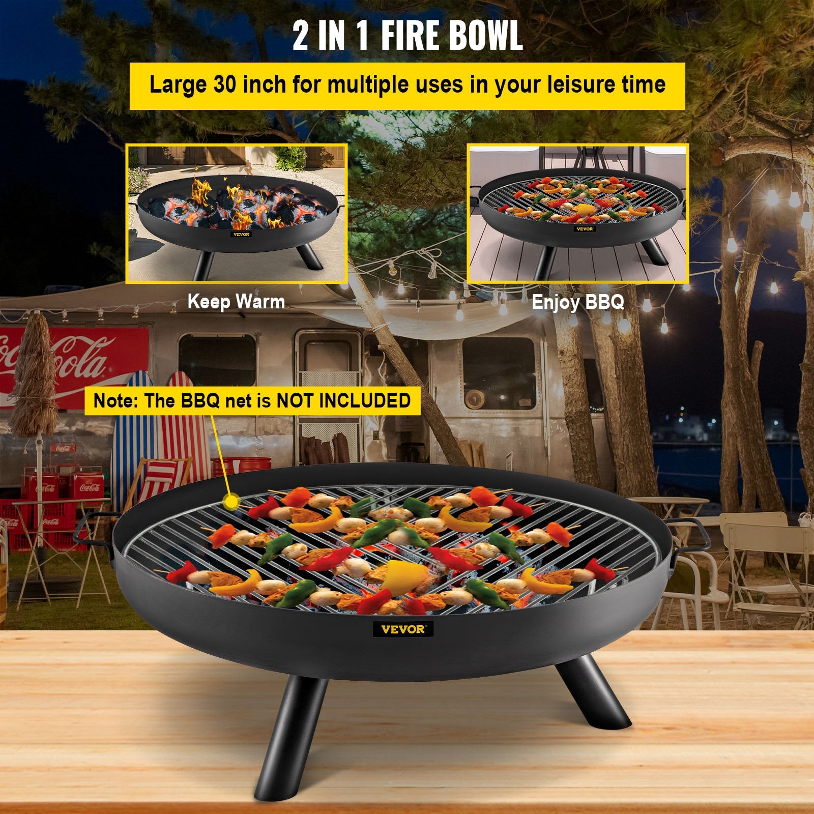 30-Inch Deep Round Carbon Steel Fire Bowl