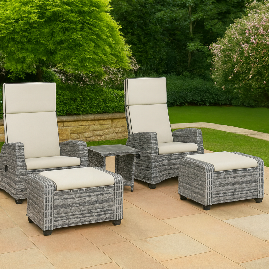 5-Piece Rattan Garden Furniture Set With Cushions