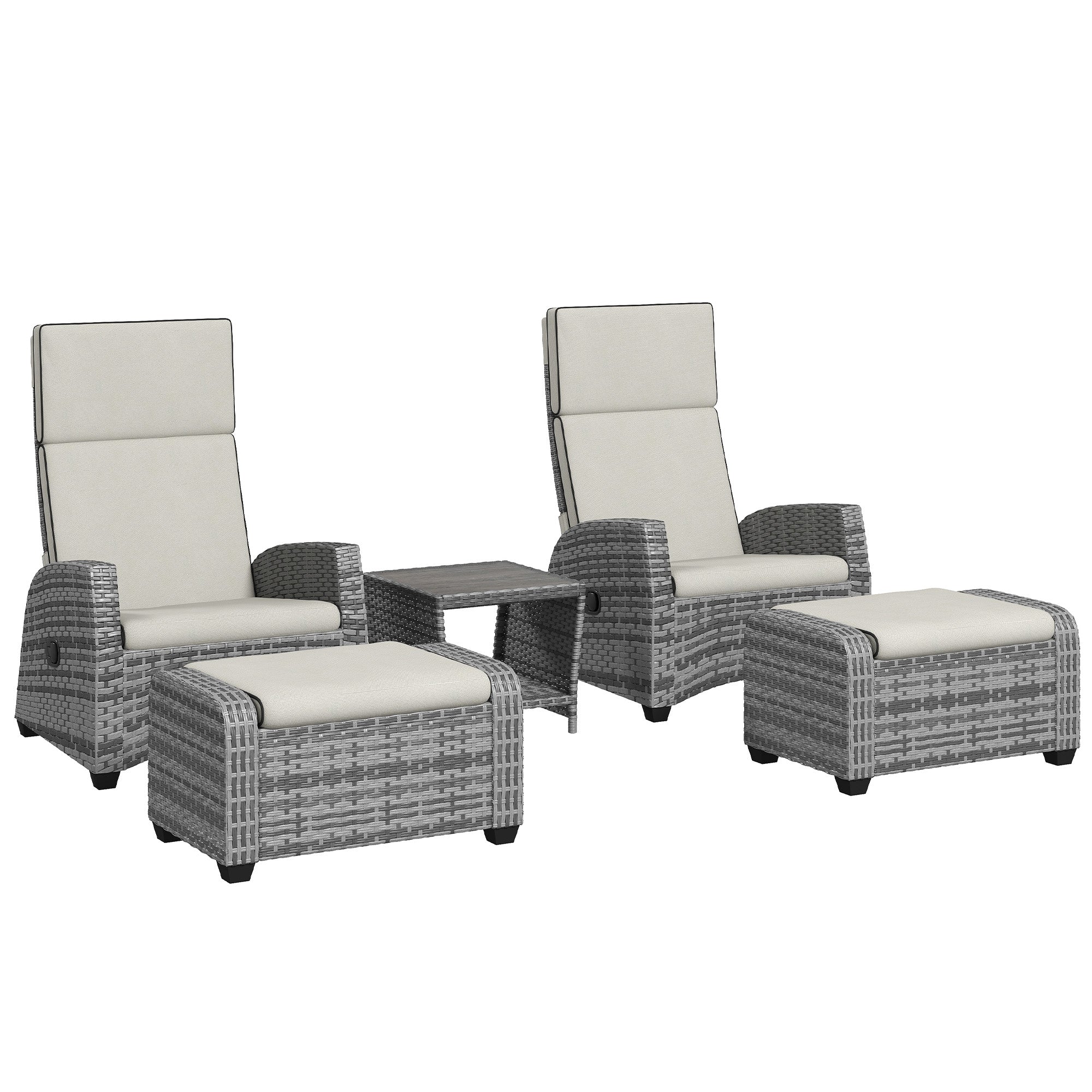5-Piece Rattan Garden Furniture Set With Cushions