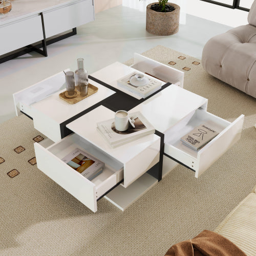 Coffee Table With 4 Drawers and Storage Space